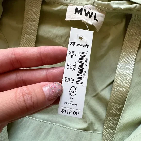 Madewell Light Green Hiking Hoodie Cropped Jacket Size Small - Picture 4 of 10